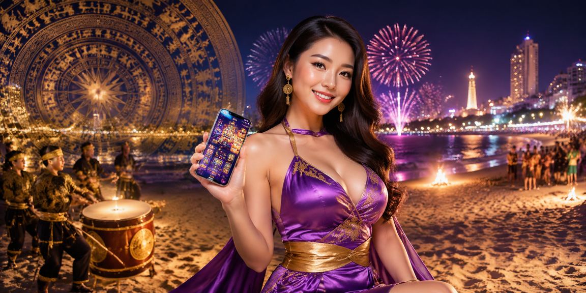 Người dùng mobile tại bãi biển Vũng Tàu chuẩn bị đăng nhập giải trí trực tuyến